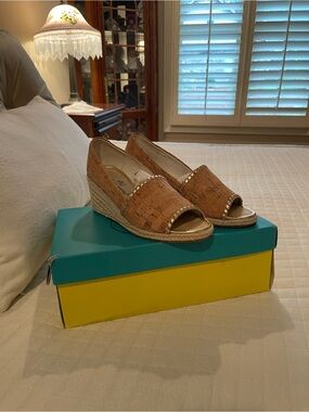 Cork Espadrille Wedge Sandals - Tan Sz 7